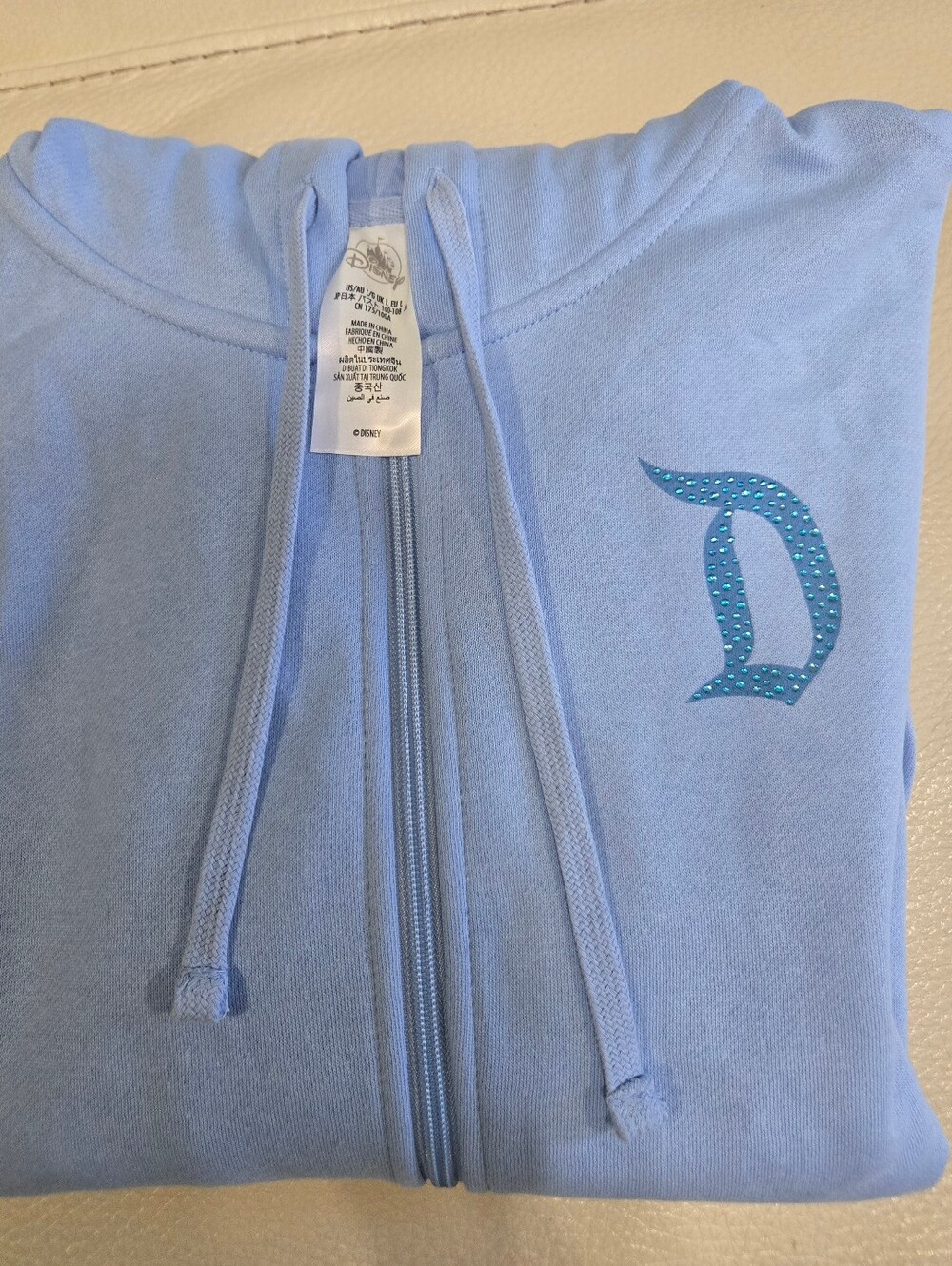 NWT Disneyland Blue Rhinestone Bling Donald Zip Up Hoodie SIZE:L